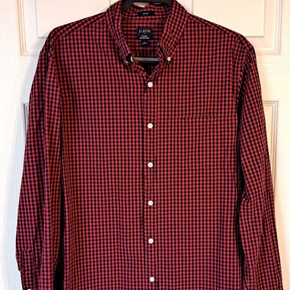 J. Crew Men's Red & Blue Check Button Down Shirt - Picture 1 of 8